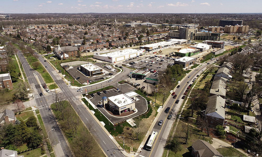 Arial view of construction on 4-10-2022 Northwood Commons