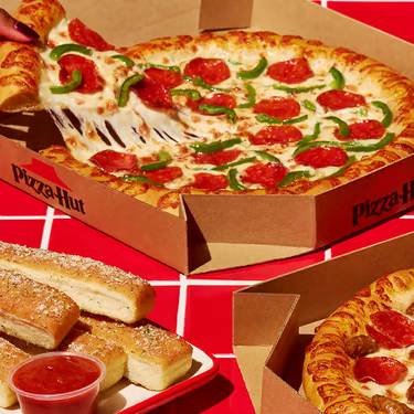 Pizza Hut pizza and breadsticks